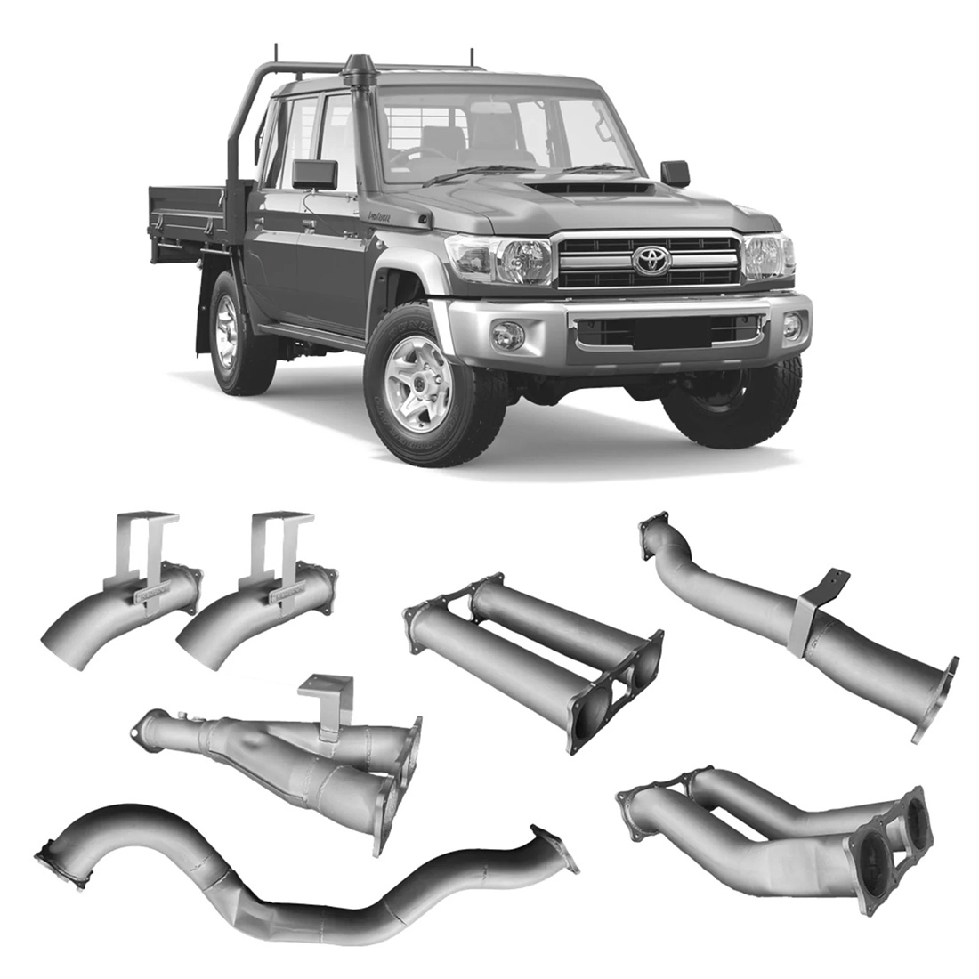 Redback Extreme Duty Twin 4" Exhaust for Toyota Landcruiser 79 Series Dual Cab image