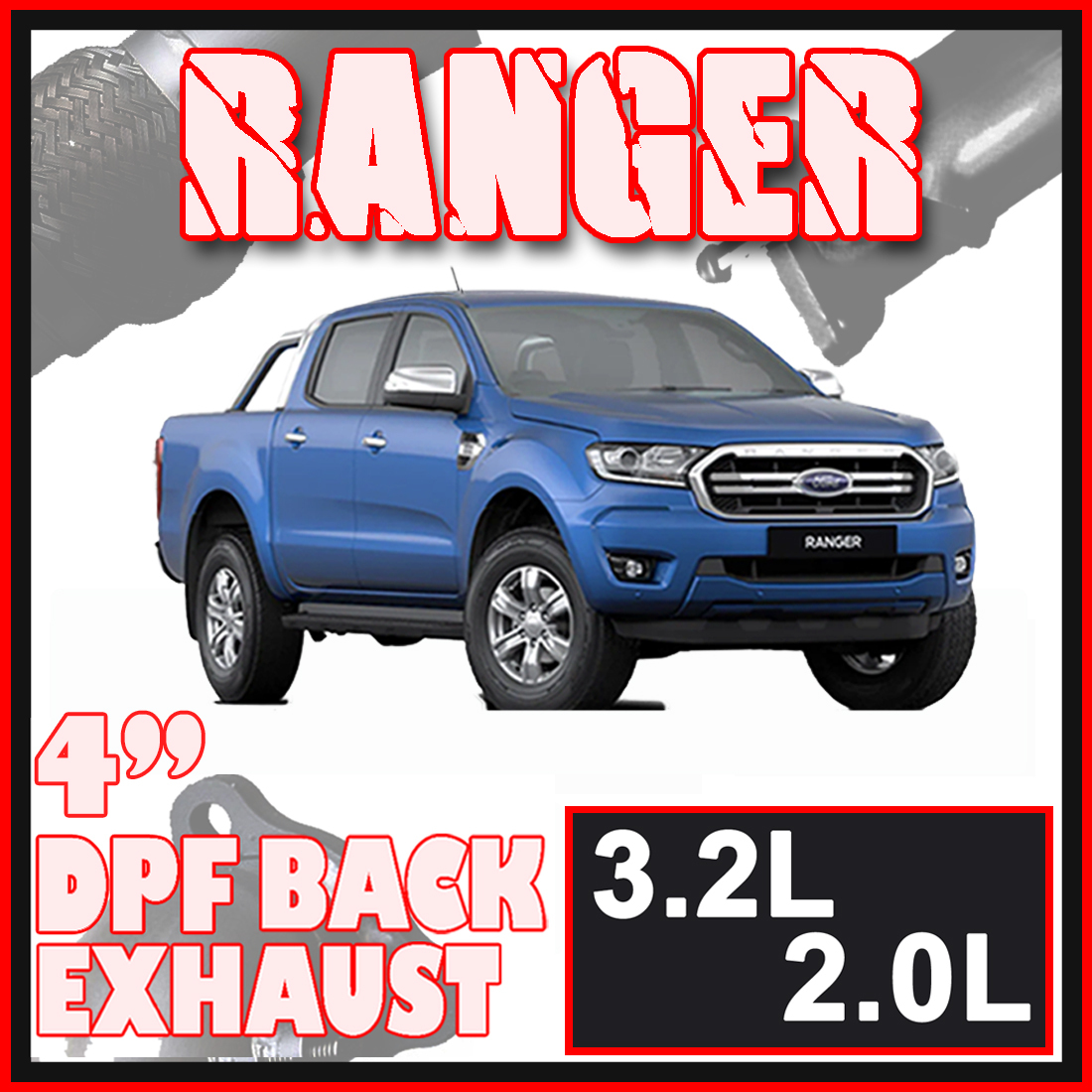 Ford Ranger Exhaust PX2/PX3 4" Stainless Steel DPF Model image