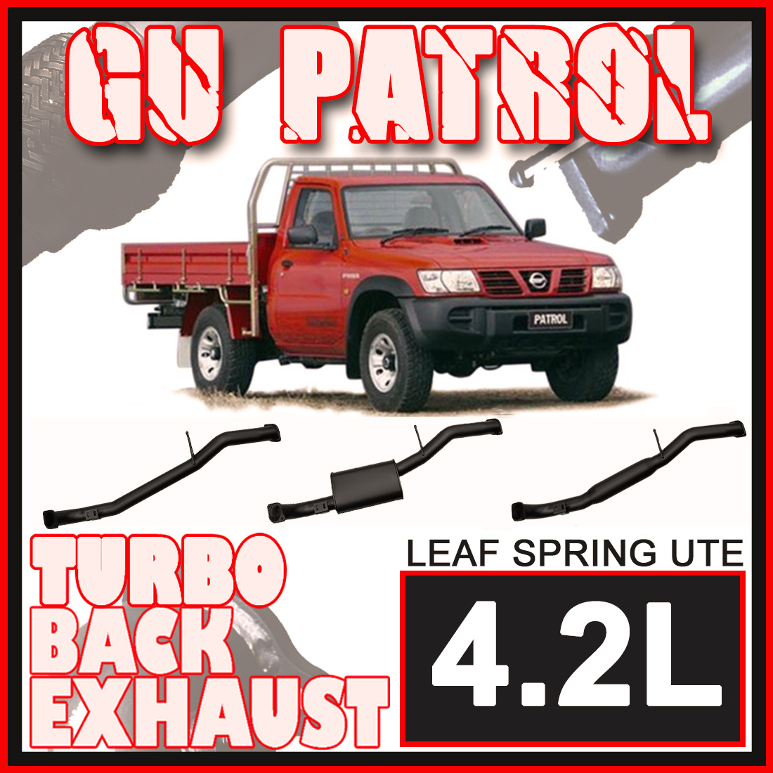 Nissan GU Patrol Exhaust Leaf Spring Ute 4.2L 3" Inch Systems image