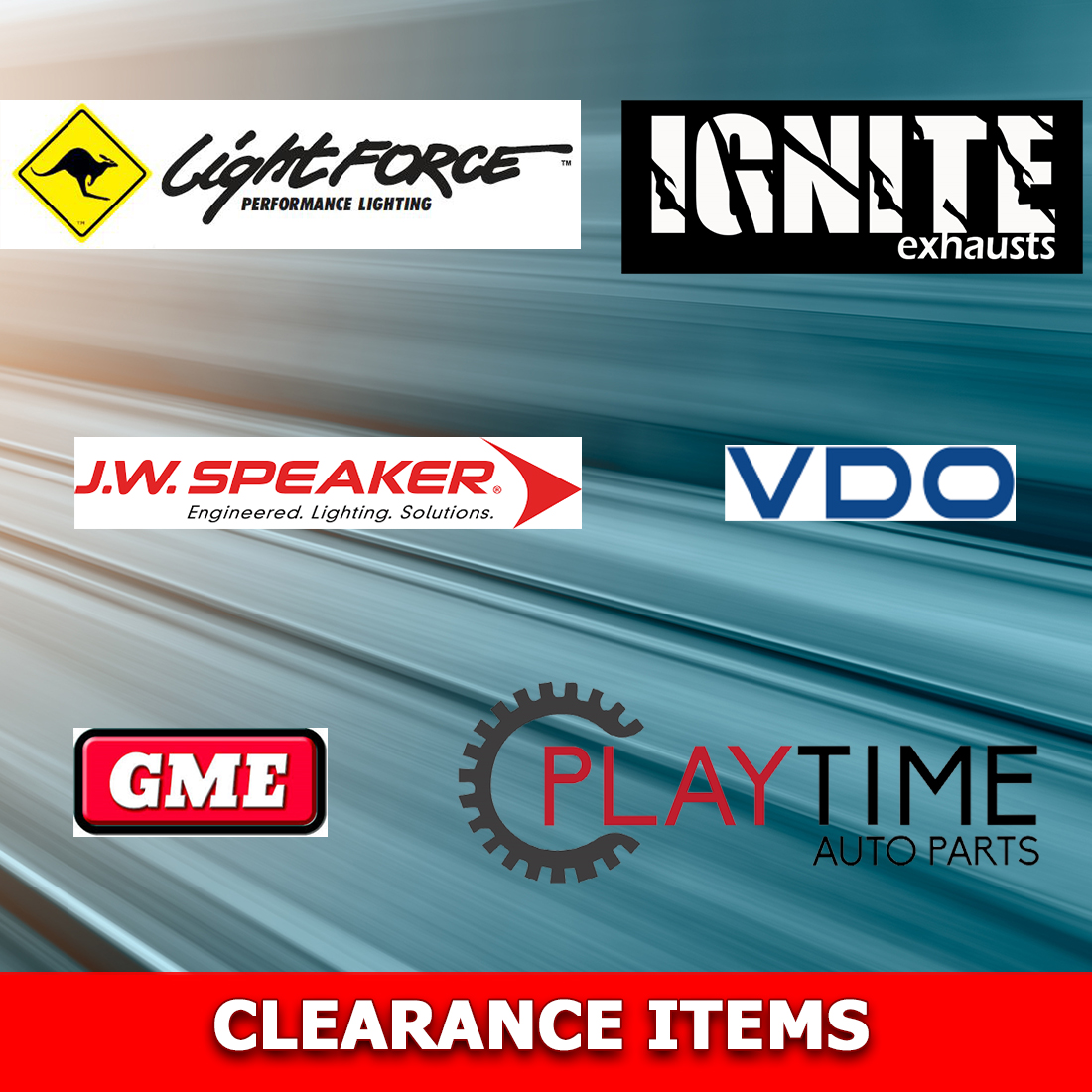 Playtime Auto Parts. Clearance Items.